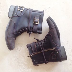Leather combat booties